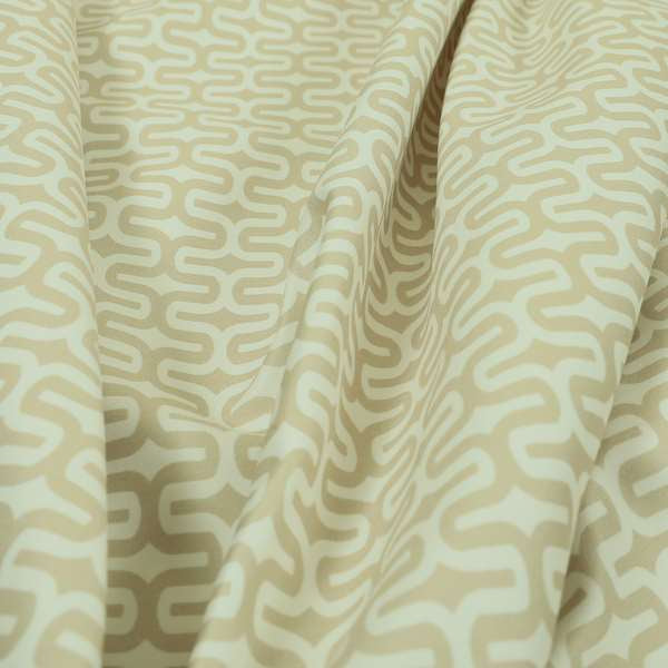 Maze Printed Velvet Modern Geometric Pattern In Light Brown Upholstery Fabric CTR-1024