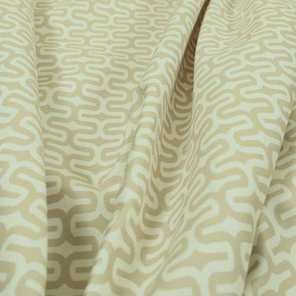 Maze Printed Velvet Modern Geometric Pattern In Light Brown Upholstery Fabric CTR-1024 - Made To Measure Curtains