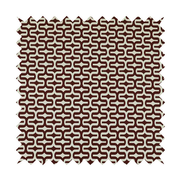 Maze Printed Velvet Modern Geometric Pattern In Red Burgundy Upholstery Fabric CTR-1025 - Roman Blinds