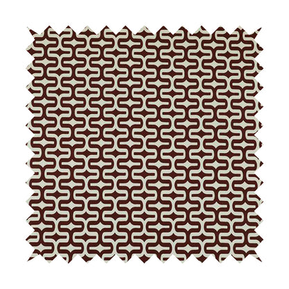 Maze Printed Velvet Modern Geometric Pattern In Red Burgundy Upholstery Fabric CTR-1025 - Roman Blinds