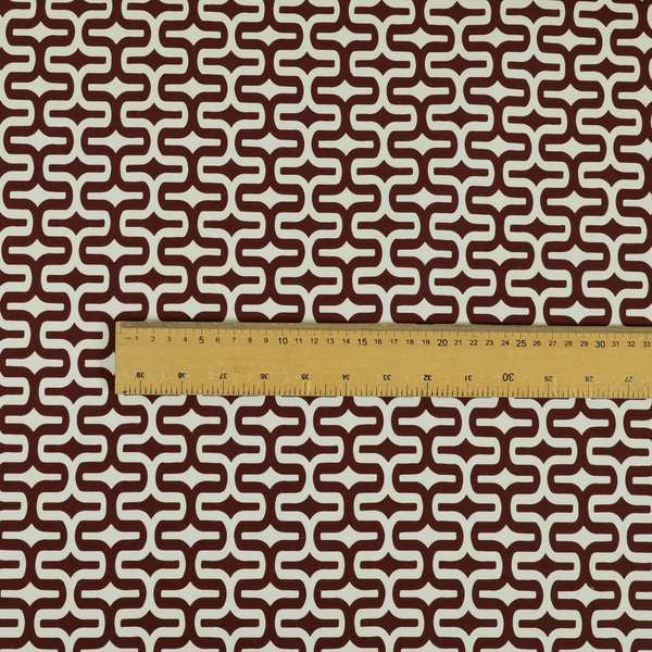 Maze Printed Velvet Modern Geometric Pattern In Red Burgundy Upholstery Fabric CTR-1025