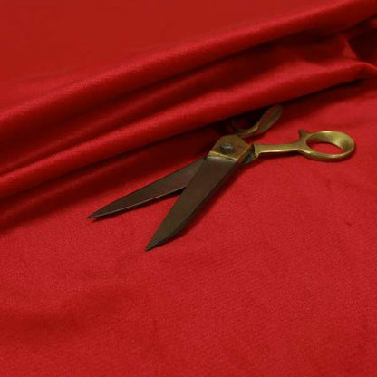 Poppy Soothing Velour Velvet Upholstery Furnishing Red Fabric CTR-1030 - Roman Blinds