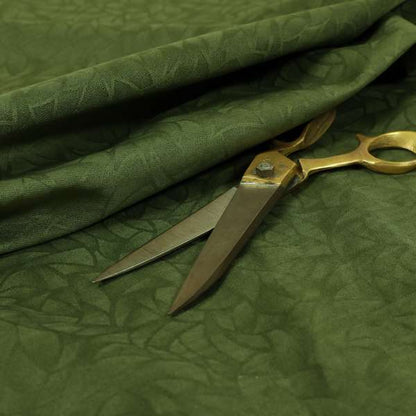 Mikado Self Pattern Soft Velour Velvet Upholstery Fabric In Green Colour CTR-1039 - Made To Measure Curtains