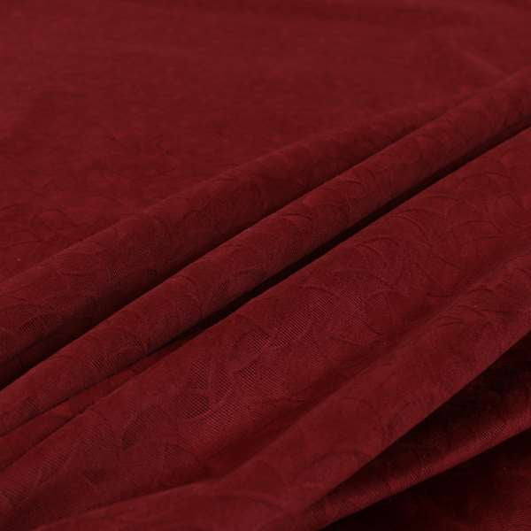 Mikado Self Pattern Soft Velour Velvet Upholstery Fabric In Red Colour CTR-1040 - Made To Measure Curtains