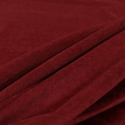 Mikado Self Pattern Soft Velour Velvet Upholstery Fabric In Red Colour CTR-1040 - Made To Measure Curtains