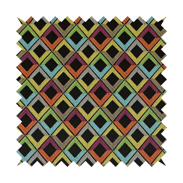 Sokoto Colourful Geometric Modern Furnishing Upholstery Fabric In Black CTR-1055 - Made To Measure Curtains