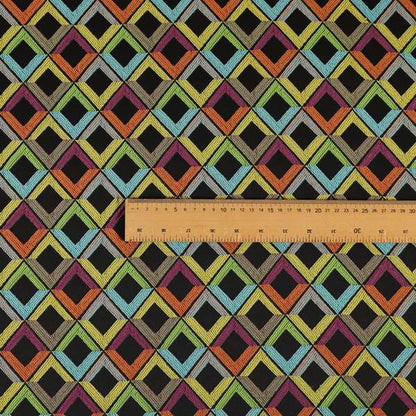 Sokoto Colourful Geometric Modern Furnishing Upholstery Fabric In Black CTR-1055 - Made To Measure Curtains