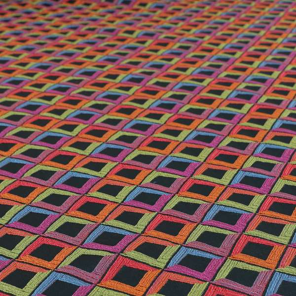 Sokoto Colourful Geometric Modern Furnishing Upholstery Fabric In Blue CTR-1056 - Roman Blinds