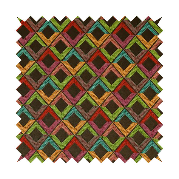 Sokoto Colourful Geometric Modern Furnishing Upholstery Fabric In Brown CTR-1057 - Roman Blinds