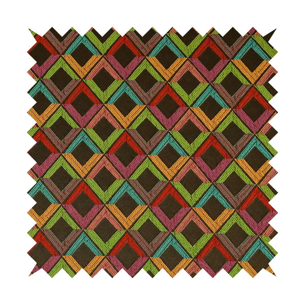 Sokoto Colourful Geometric Modern Furnishing Upholstery Fabric In Brown CTR-1057 - Made To Measure Curtains