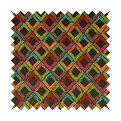 Sokoto Colourful Geometric Modern Furnishing Upholstery Fabric In Brown CTR-1057 - Made To Measure Curtains