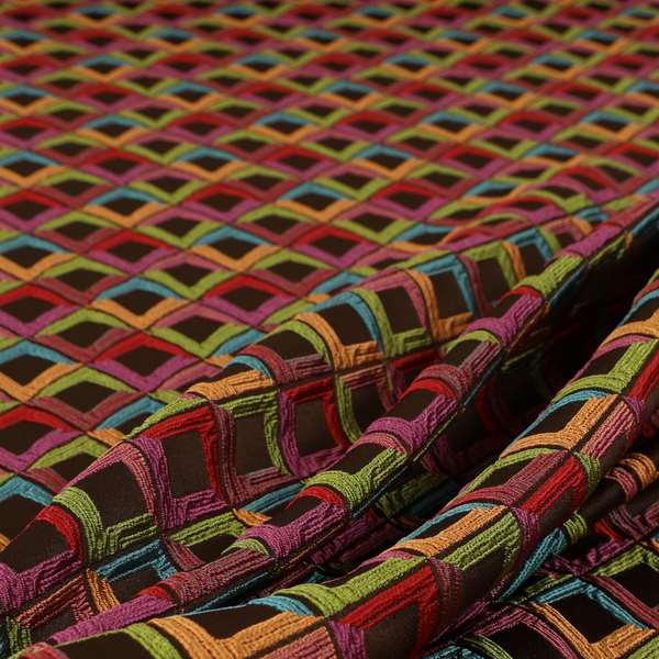 Sokoto Colourful Geometric Modern Furnishing Upholstery Fabric In Brown CTR-1057