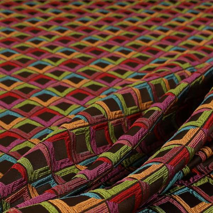 Sokoto Colourful Geometric Modern Furnishing Upholstery Fabric In Brown CTR-1057 - Made To Measure Curtains