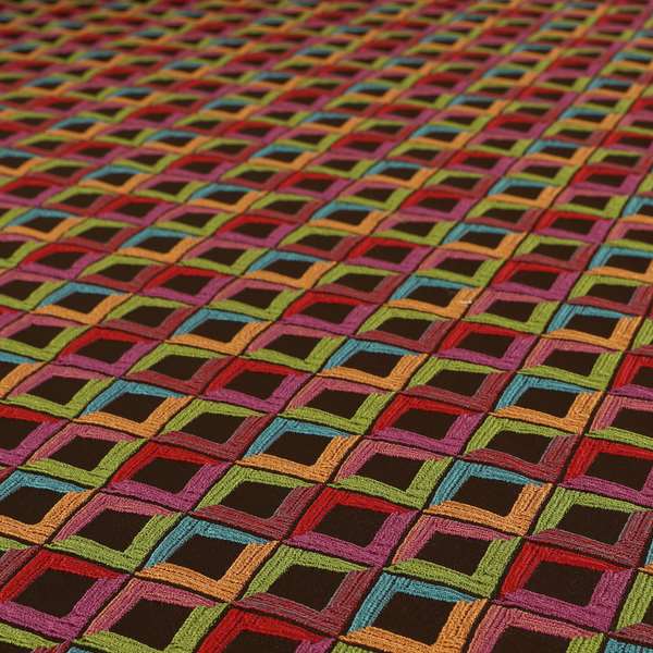 Sokoto Colourful Geometric Modern Furnishing Upholstery Fabric In Brown CTR-1057 - Roman Blinds