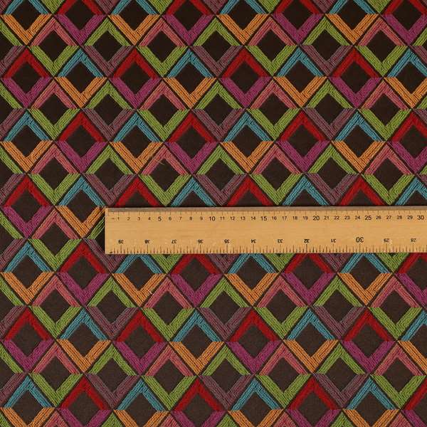 Sokoto Colourful Geometric Modern Furnishing Upholstery Fabric In Brown CTR-1057 - Made To Measure Curtains