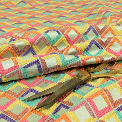 Sokoto Colourful Geometric Modern Furnishing Upholstery Fabric In Silver CTR-1058 - Made To Measure Curtains