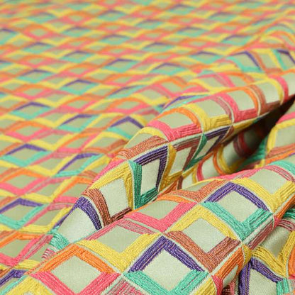 Sokoto Colourful Geometric Modern Furnishing Upholstery Fabric In Silver CTR-1058 - Handmade Cushions