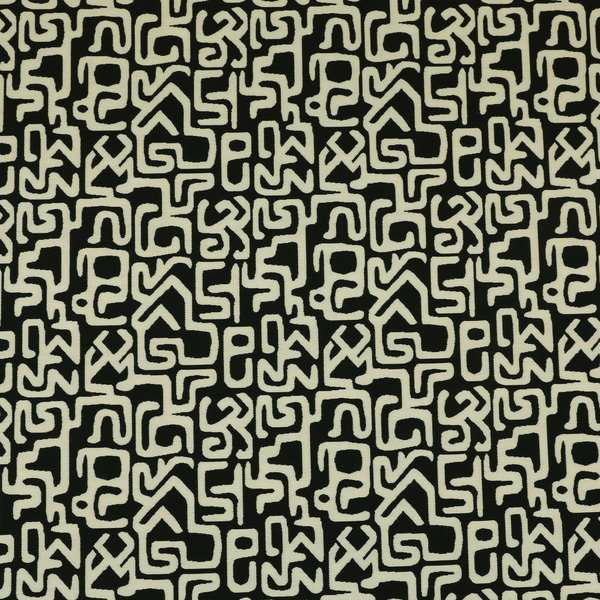 Serengeti Black White Reversible Ancient Geometric Pattern Furnishing Chenille Upholstery Fabric CTR-1065 - Roman Blinds