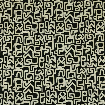 Serengeti Black White Reversible Ancient Geometric Pattern Furnishing Chenille Upholstery Fabric CTR-1065 - Made To Measure Curtains