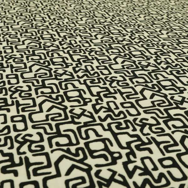 Serengeti Black White Reversible Ancient Geometric Pattern Furnishing Chenille Upholstery Fabric CTR-1065