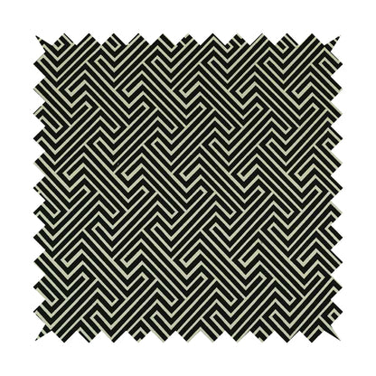 Serengeti Black White Reversible Geometric Maze Pattern Furnishing Chenille Upholstery Fabric CTR-1067 - Roman Blinds