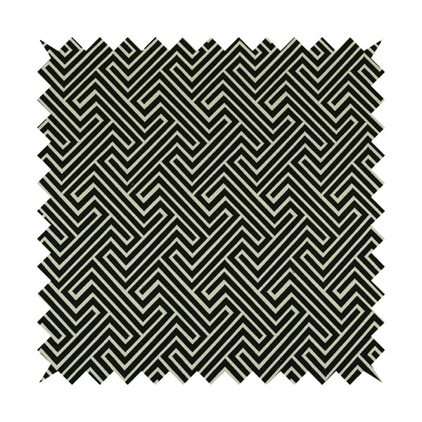 Serengeti Black White Reversible Geometric Maze Pattern Furnishing Chenille Upholstery Fabric CTR-1067