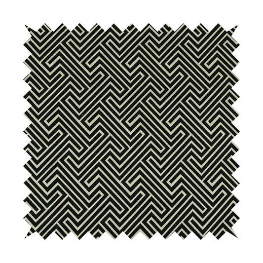 Serengeti Black White Reversible Geometric Maze Pattern Furnishing Chenille Upholstery Fabric CTR-1067