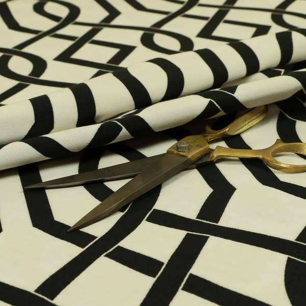 Serengeti Black White Reversible Trellis Pattern Furnishing Chenille Upholstery Fabric CTR-1068