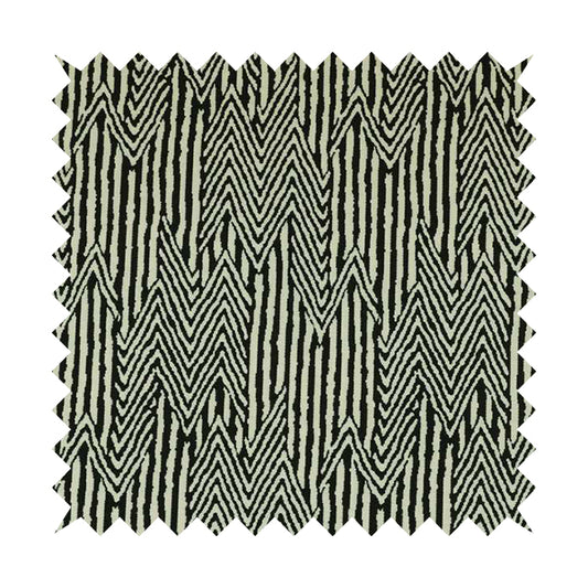 Serengeti Black White Reversible Tribal Stripe Pattern Furnishing Chenille Upholstery Fabric CTR-1069