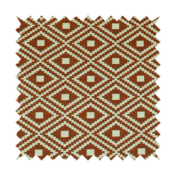 Jehan Star Kilim Pattern In Orange Colour Furnishing Upholstery Fabric CTR-1070 - Roman Blinds