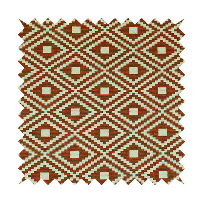 Jehan Star Kilim Pattern In Orange Colour Furnishing Upholstery Fabric CTR-1070 - Roman Blinds