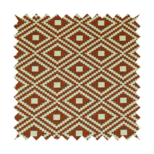 Jehan Star Kilim Pattern In Orange Colour Furnishing Upholstery Fabric CTR-1070