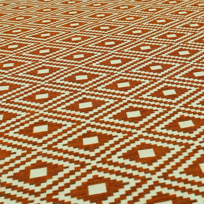 Jehan Star Kilim Pattern In Orange Colour Furnishing Upholstery Fabric CTR-1070 - Roman Blinds