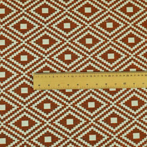 Jehan Star Kilim Pattern In Orange Colour Furnishing Upholstery Fabric CTR-1070 - Roman Blinds