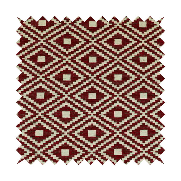 Jehan Star Kilim Pattern In Red Colour Furnishing Upholstery Fabric CTR-1073 - Made To Measure Curtains