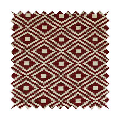 Jehan Star Kilim Pattern In Red Colour Furnishing Upholstery Fabric CTR-1073 - Made To Measure Curtains