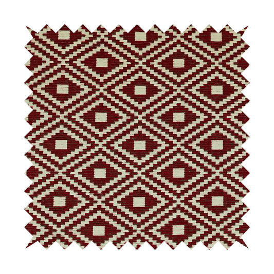 Jehan Star Kilim Pattern In Red Colour Furnishing Upholstery Fabric CTR-1073