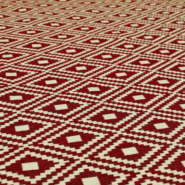 Jehan Star Kilim Pattern In Red Colour Furnishing Upholstery Fabric CTR-1073 - Roman Blinds