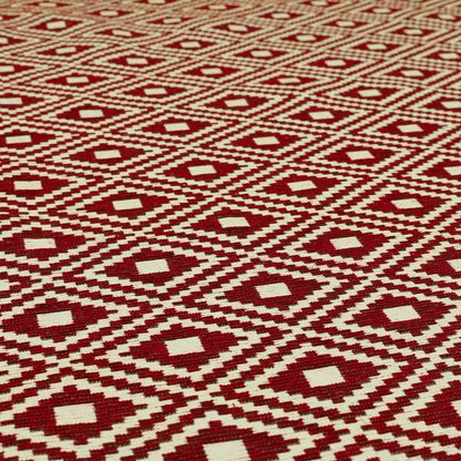 Jehan Star Kilim Pattern In Red Colour Furnishing Upholstery Fabric CTR-1073