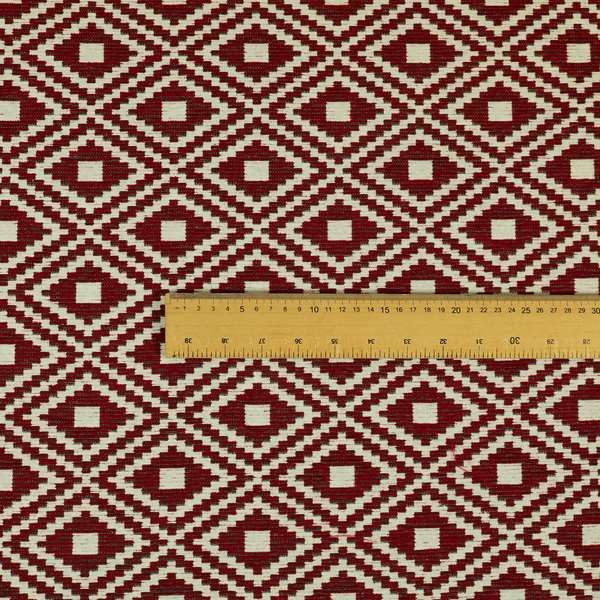 Jehan Star Kilim Pattern In Red Colour Furnishing Upholstery Fabric CTR-1073 - Roman Blinds