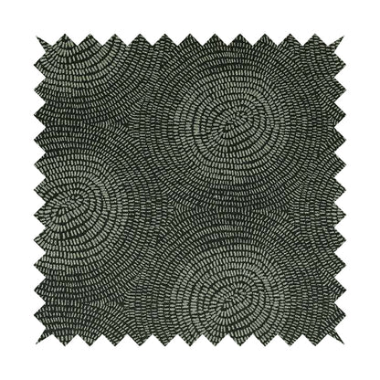 Fenton Circular Pattern In Black Colour Furnishing Upholstery Fabric CTR-1081 - Roman Blinds