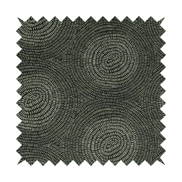 Fenton Circular Pattern In Black Colour Furnishing Upholstery Fabric CTR-1081