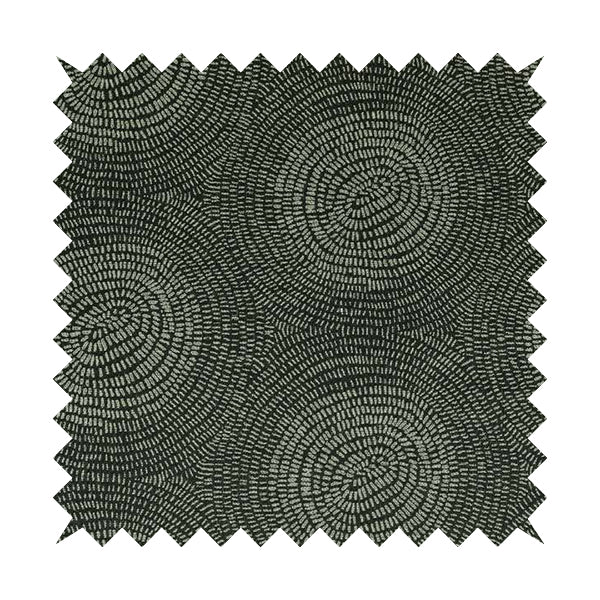 Fenton Circular Pattern In Black Colour Furnishing Upholstery Fabric CTR-1081 - Handmade Cushions