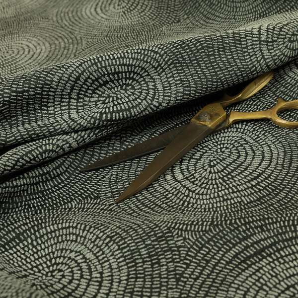 Fenton Circular Pattern In Black Colour Furnishing Upholstery Fabric CTR-1081 - Roman Blinds