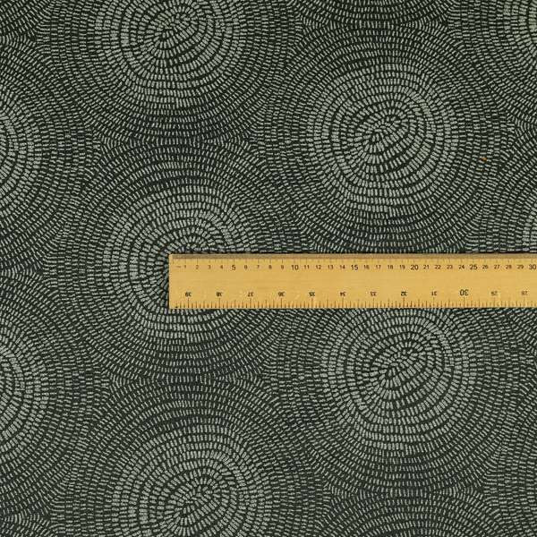 Fenton Circular Pattern In Black Colour Furnishing Upholstery Fabric CTR-1081