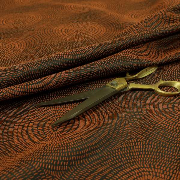 Fenton Circular Pattern In Orange Colour Furnishing Upholstery Fabric CTR-1082 - Roman Blinds