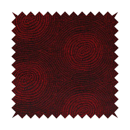 Fenton Circular Pattern In Red Colour Furnishing Upholstery Fabric CTR-1085 - Roman Blinds