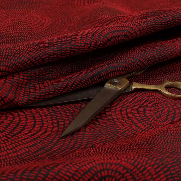 Fenton Circular Pattern In Red Colour Furnishing Upholstery Fabric CTR-1085 - Roman Blinds