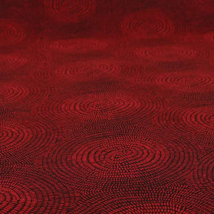 Fenton Circular Pattern In Red Colour Furnishing Upholstery Fabric CTR-1085