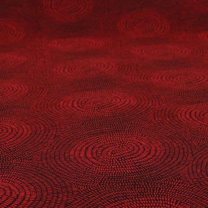 Fenton Circular Pattern In Red Colour Furnishing Upholstery Fabric CTR-1085 - Made To Measure Curtains